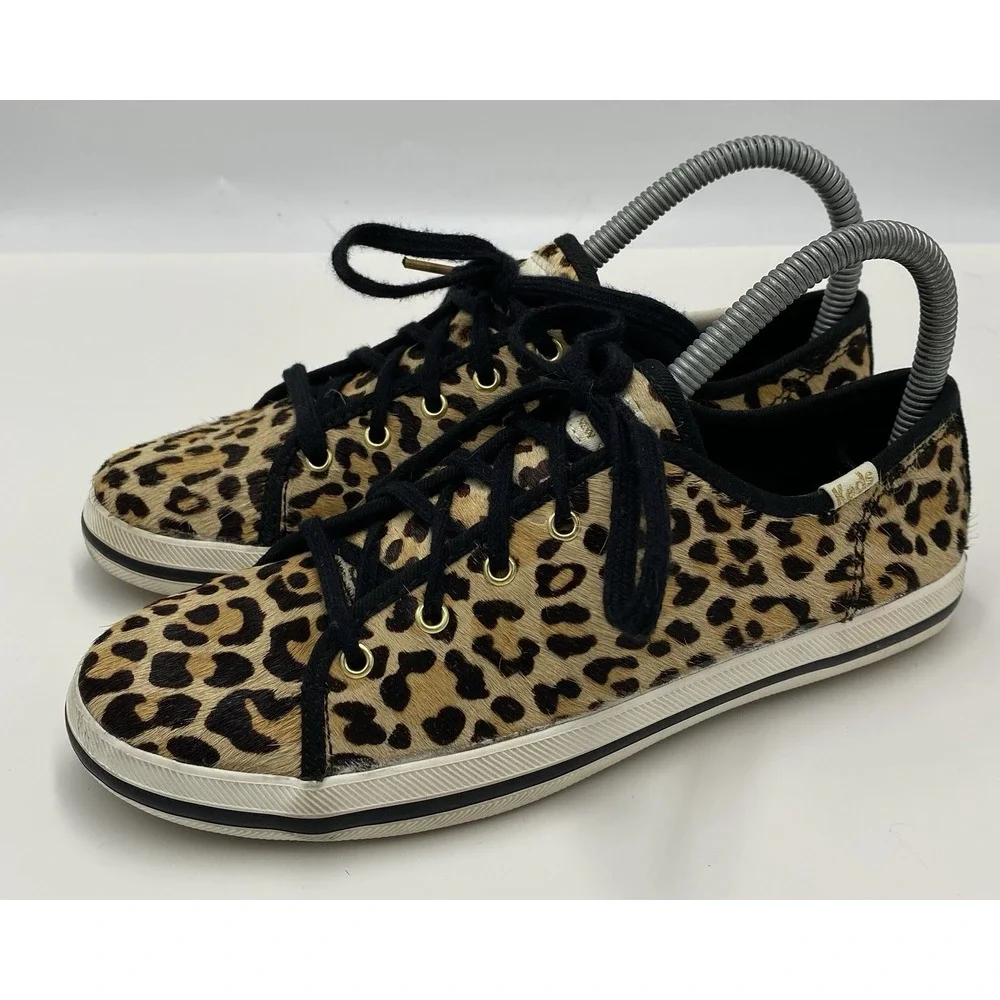 Keds X Kate Spade Women's Kickstart Low Calf Hair Leopard Print‎ Sneakers Sz 4 M